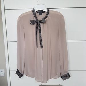 FRENCH CONNECTION PINK BLOUSE WITH BOW TIE COLLAR